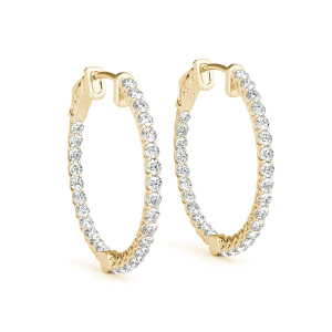 Ellie Lab-Created Yellow Gold Hoop Diamond Earrings