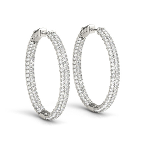 Rosle Lab-Created Round cut Hoop Diamond Earrings