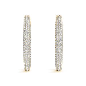 Rosle Lab-Created Yellow Gold Hoop Diamond Earrings