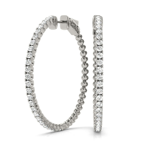 Abigail Lab-Created Round cut Hoop Diamond Earrings