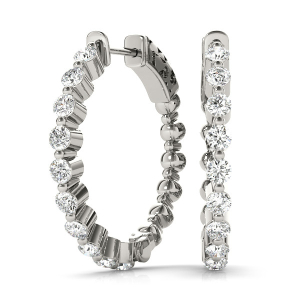 Maryam  Lab-Created Round cut Hoop Diamond Earrings