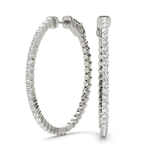 Libby Lab-Created Round cut Hoop Diamond Earrings