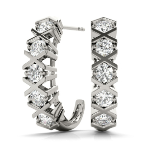 Martha Lab-Created Round cut  Hoop Diamond Earrings