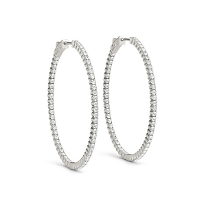 Edith Lab-Created Round cut Hoop Diamond Earrings