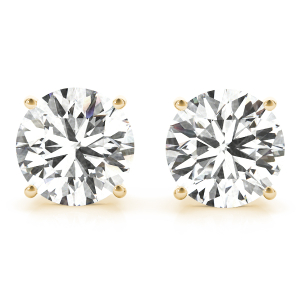 Rheena Lab-Created Yellow Gold 4 Prong Set Studs Diamond Earrings