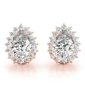 Elke Natural Rose Gold Halo Diamond Earrings