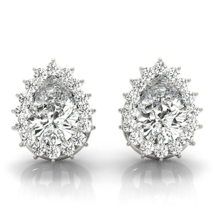 Elke Natural Pear cut Halo Diamond Earrings