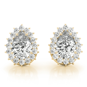 Elke Natural Yellow Gold Halo Diamond Earrings