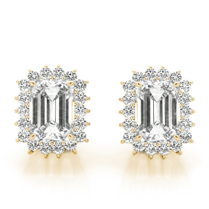 Ettie Natural Yellow Gold Halo Diamond Earrings