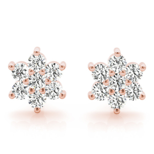 Basbas Natural Rose Gold Diamond Cluster Earrings