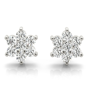 Basbas Natural Diamond Round cut Cluster Earrings