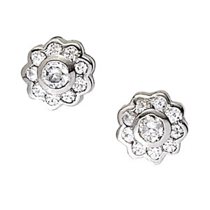 Feena Natural Platinum Diamond Cluster Earrings