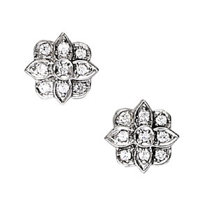  Esta Natural Platinum Diamond Cluster Earrings