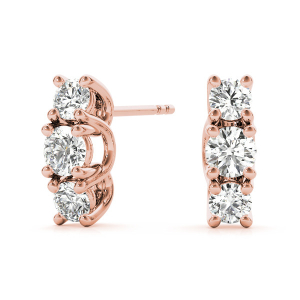 Fruma Natural Rose Gold Diamond Cluster Earrings