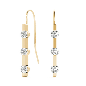  Fela Natural Yellow Gold Diamond Hoop Earrings