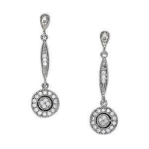 Freda Natural Diamond White Gold Womens Drop Earrings