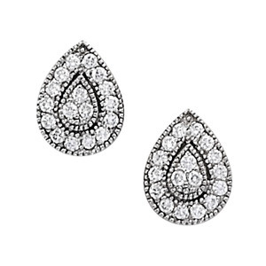  Faih Natural Platinum Diamond Cluster Earrings