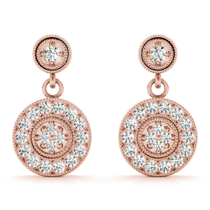  Freia Natural Diamond Rose Gold Womens Drop Earrings