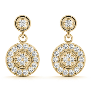  Freia Natural Diamond Yellow Gold Womens Drop Earrings