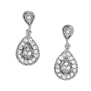  Eniko Natural Diamond White Gold Womens Drop Earrings