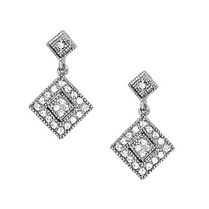 Ellysia Natural Diamond Silver Womens Drop Earrings