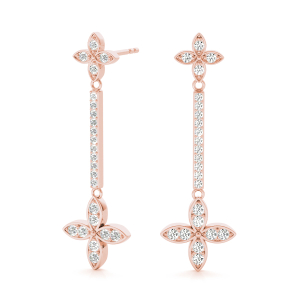 Benjamin Lab-Created Rose Gold Prong Set Designer Diamond Earrings