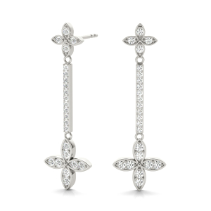 Benjamin Lab-Created Round cut Prong Set Designer Diamond Earrings