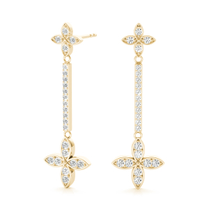 Benjamin Lab-Created Yellow Gold Prong Set Designer Diamond Earrings