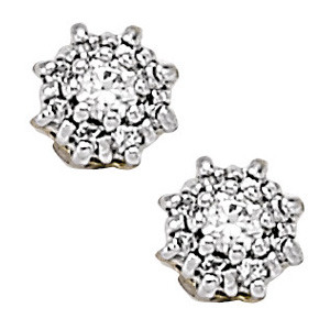  Fiala Natural Silver Diamond Cluster Earrings