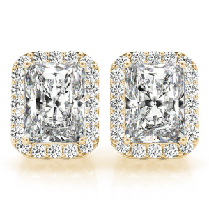 Edwena Natural Yellow Gold Halo Diamond Earrings