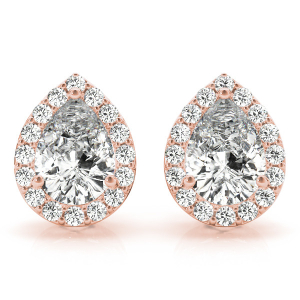  Elyna Natural Rose Gold Halo Diamond Earrings