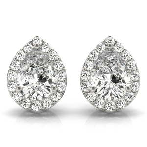  Elyna Natural Pear cut Halo Diamond Earrings