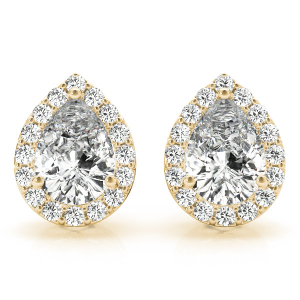  Elyna Natural Yellow Gold Halo Diamond Earrings