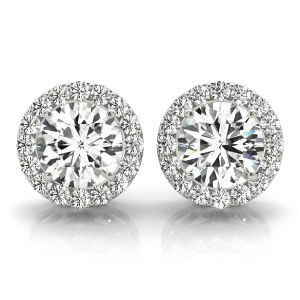 Rita Natural Round cut 3 prong  Halo Diamond Earrings