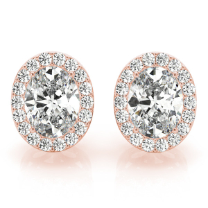  Eily Natural Rose Gold Halo Diamond Earrings