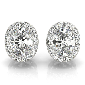  Eily Natural Oval cut Halo Diamond Earrings