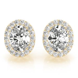  Eily Natural Yellow Gold Halo Diamond Earrings