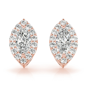  Emera Natural Rose Gold Halo Diamond Earrings