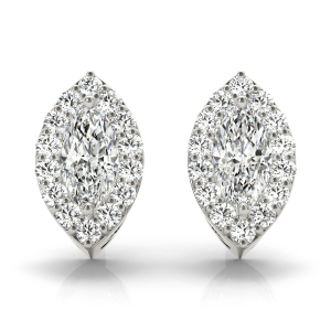  Emera Natural Marquise cut Halo Diamond Earrings