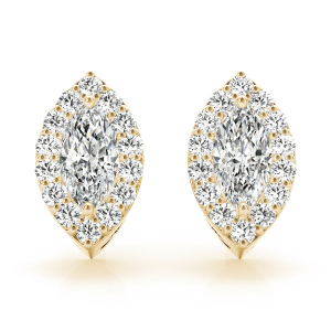  Emera Natural Yellow Gold Halo Diamond Earrings