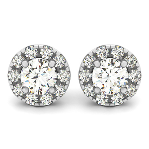 Evia Natural Round cut Halo Diamond Earrings