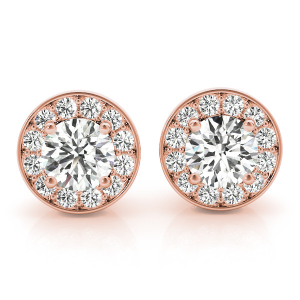 Eliise Natural Rose Gold Halo Diamond Earrings