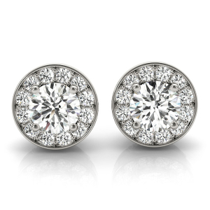 Eliise Natural Round cut Halo Diamond Earrings