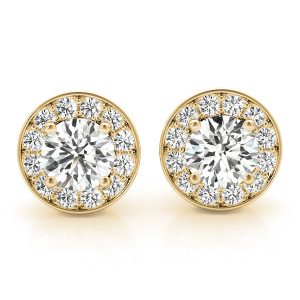 Eliise Natural Yellow Gold Halo Diamond Earrings