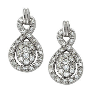 Filipa Natural Silver Diamond Drop Earrings