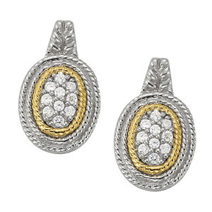  Feliza Natural Yellow Gold Diamond Cluster Earrings