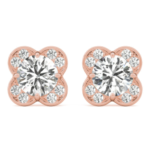 Estere Natural Rose Gold Halo Diamond Earrings