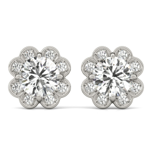 Eeva Natural Round cut Halo Diamond Earrings