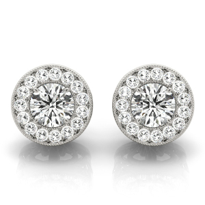  Evalie Natural Round cut Halo Diamond Earrings