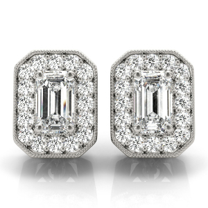 Egle Natural Emerald cut Halo Diamond Earrings